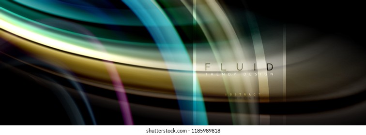 Fluid colors abstract background colorful poster, twisted liquid design on black, colorful marble or plastic wave texture backdrop, multicolored template for business or technology presentation or web
