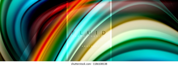 Fluid colors abstract background colorful poster, twisted liquid design on black, colorful marble or plastic wave texture backdrop, multicolored template for business or technology presentation or web