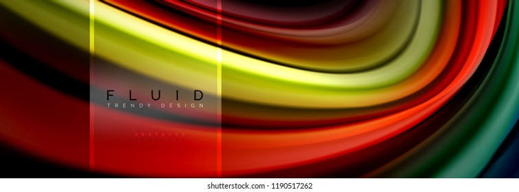 Fluid colors abstract background colorful poster, twisted liquid design on black, colorful marble or plastic wave texture backdrop, multicolored template for business or technology presentation or web