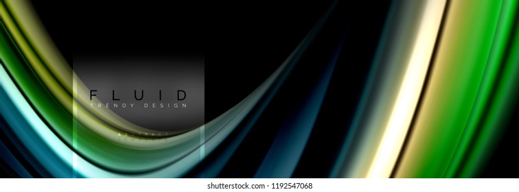Fluid colors abstract background colorful poster, twisted liquid design on black, colorful marble or plastic wave texture backdrop, multicolored template for business or technology presentation or web