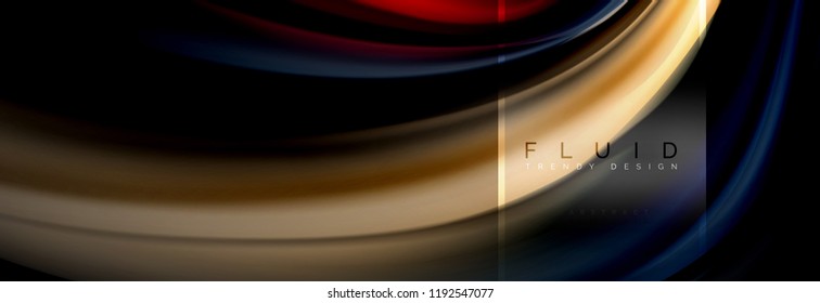 Fluido cores fundo abstrato cartaz colorido, design líquido trançado em preto, mármore colorido ou fundo de textura de onda plástica, modelo multicolorido para negócios ou tecnologia de apresentação ou web