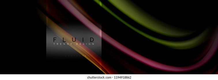 Fluid colors abstract background colorful poster, twisted liquid design on black, colorful marble or plastic wave texture backdrop, multicolored template for business or technology presentation or web
