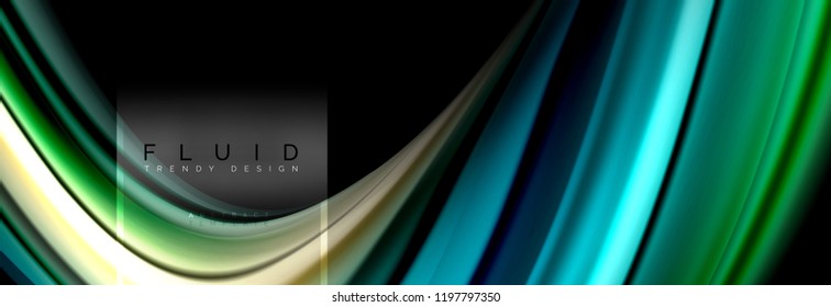 Fluid colors abstract background colorful poster, twisted liquid design on black, colorful marble or plastic wave texture backdrop, multicolored template for business or technology presentation or web