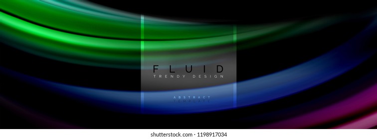 Fluid colors abstract background colorful poster, twisted liquid design on black, colorful marble or plastic wave texture backdrop, multicolored template for business or technology presentation or web