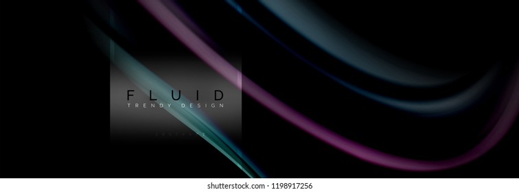 Fluid colors abstract background colorful poster, twisted liquid design on black, colorful marble or plastic wave texture backdrop, multicolored template for business or technology presentation or web