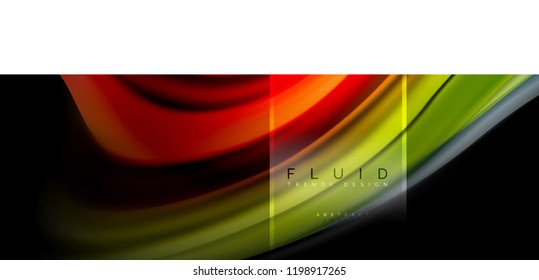 Fluid colors abstract background colorful poster, twisted liquid design on black, colorful marble or plastic wave texture backdrop, multicolored template for business or technology presentation or web