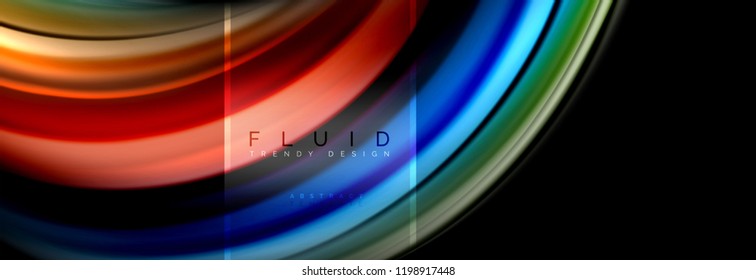 Fluid colors abstract background colorful poster, twisted liquid design on black, colorful marble or plastic wave texture backdrop, multicolored template for business or technology presentation or web