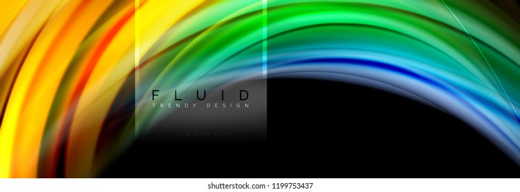 Fluid colors abstract background colorful poster, twisted liquid design on black, colorful marble or plastic wave texture backdrop, multicolored template for business or technology presentation or web