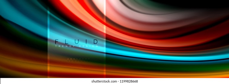 Fluid colors abstract background colorful poster, twisted liquid design on black, colorful marble or plastic wave texture backdrop, multicolored template for business or technology presentation or web