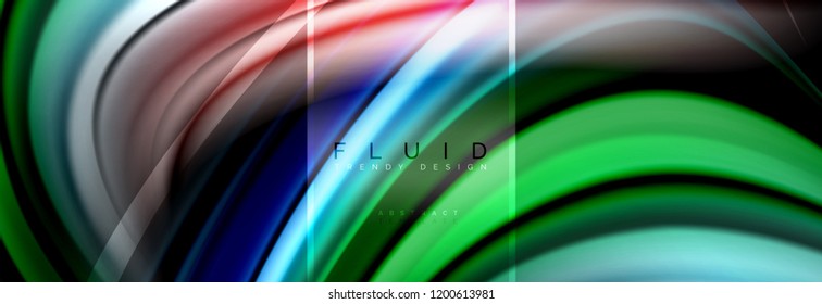Fluid colors abstract background colorful poster, twisted liquid design on black, colorful marble or plastic wave texture backdrop, multicolored template for business or technology presentation or web