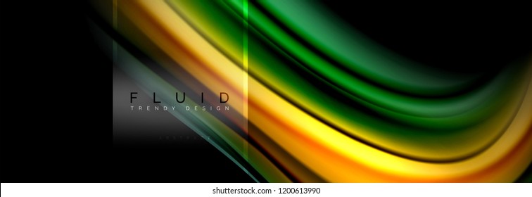 Fluid colors abstract background colorful poster, twisted liquid design on black, colorful marble or plastic wave texture backdrop, multicolored template for business or technology presentation or web