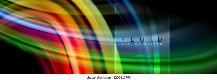 Fluid colors abstract background colorful poster, twisted liquid design on black, colorful marble or plastic wave texture backdrop, multicolored template for business or technology presentation or web