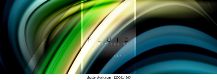 Fluid colors abstract background colorful poster, twisted liquid design on black, colorful marble or plastic wave texture backdrop, multicolored template for business or technology presentation or web
