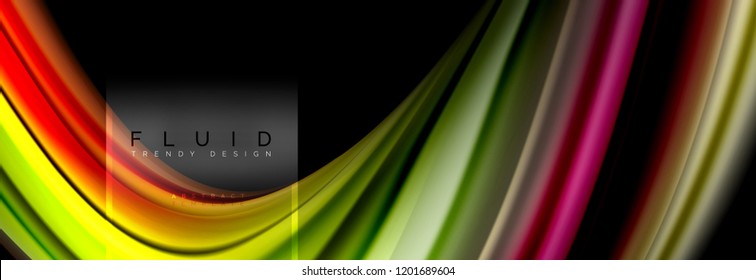 Fluid colors abstract background colorful poster, twisted liquid design on black, colorful marble or plastic wave texture backdrop, multicolored template for business or technology presentation or web