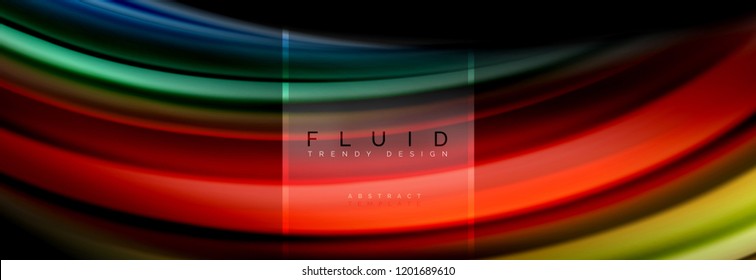 Fluid colors abstract background colorful poster, twisted liquid design on black, colorful marble or plastic wave texture backdrop, multicolored template for business or technology presentation or web