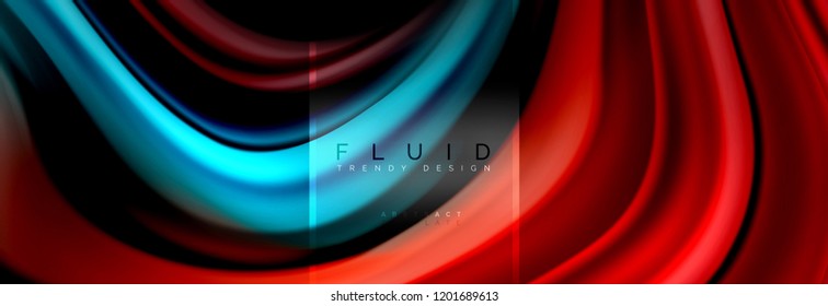 Fluid colors abstract background colorful poster, twisted liquid design on black, colorful marble or plastic wave texture backdrop, multicolored template for business or technology presentation or web