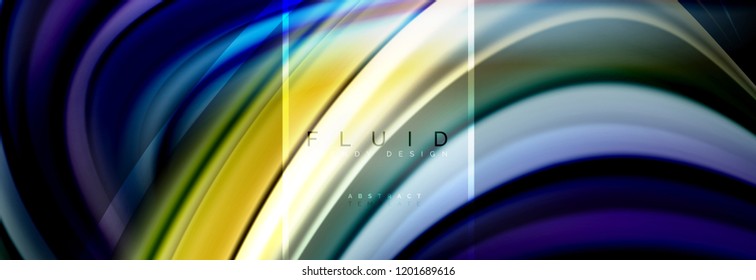 Fluid colors abstract background colorful poster, twisted liquid design on black, colorful marble or plastic wave texture backdrop, multicolored template for business or technology presentation or web