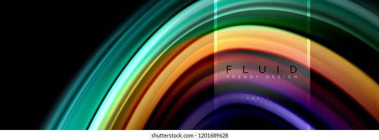 Fluid colors abstract background colorful poster, twisted liquid design on black, colorful marble or plastic wave texture backdrop, multicolored template for business or technology presentation or web