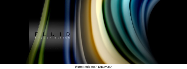 Fluid colors abstract background colorful poster, twisted liquid design on black, colorful marble or plastic wave texture backdrop, multicolored template for business or technology presentation or web