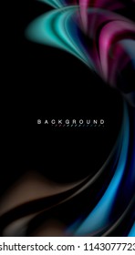 Colores fluidos fondo abstracto, diseño líquido retorcido sobre fondo negro, mármol colorido o textura de ondas plásticas, plantilla multicolor para presentación de negocios o tecnología o portada de folletos web