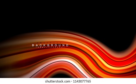Fluid colors abstract background, twisted liquid design on black, colorful marble or plastic wave texture backdrop, multicolored template for business or technology presentation or web brochure cover