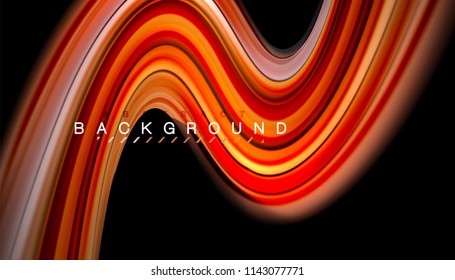 Fluid colors abstract background, twisted liquid design on black, colorful marble or plastic wave texture backdrop, multicolored template for business or technology presentation or web brochure cover