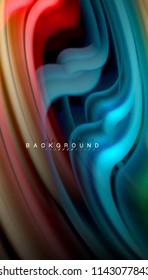Fluid colors abstract background, twisted liquid design on black, colorful marble or plastic wave texture backdrop, multicolored template for business or technology presentation or web brochure cover