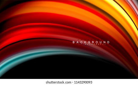 Colores fluidos fondo abstracto, diseño líquido retorcido sobre fondo negro, mármol colorido o textura de ondas plásticas, plantilla multicolor para presentación de negocios o tecnología o portada de folletos web