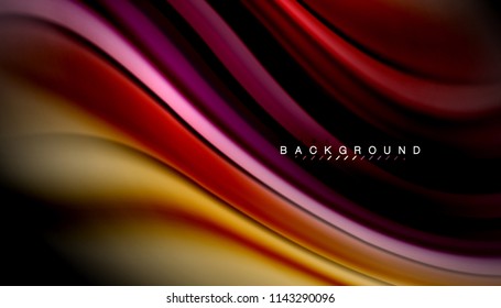 Colores fluidos fondo abstracto, diseño líquido retorcido sobre fondo negro, mármol colorido o textura de ondas plásticas, plantilla multicolor para presentación de negocios o tecnología o portada de folletos web