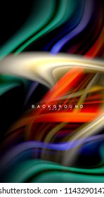 Fluid colors abstract background, twisted liquid design on black, colorful marble or plastic wave texture backdrop, multicolored template for business or technology presentation or web brochure cover