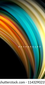 Fluid colors abstract background, twisted liquid design on black, colorful marble or plastic wave texture backdrop, multicolored template for business or technology presentation or web brochure cover