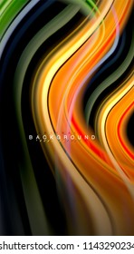 Fluid colors abstract background, twisted liquid design on black, colorful marble or plastic wave texture backdrop, multicolored template for business or technology presentation or web brochure cover