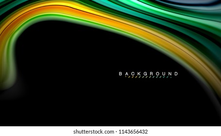 Colores fluidos fondo abstracto, diseño líquido retorcido sobre fondo negro, mármol colorido o textura de ondas plásticas, plantilla multicolor para presentación de negocios o tecnología o portada de folletos web