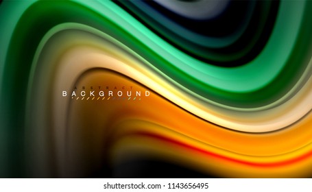 Fluid colors abstract background, twisted liquid design on black, colorful marble or plastic wave texture backdrop, multicolored template for business or technology presentation or web brochure cover