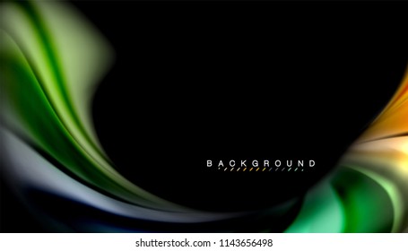 Fundo abstrato de cores fluidas, design líquido torcido em preto, mármore colorido ou fundo de textura de onda de plástico, modelo multicolorido para apresentação de negócios ou tecnologia ou capa de brochura da web