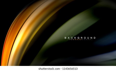 Colores fluidos fondo abstracto, diseño líquido retorcido sobre fondo negro, mármol colorido o textura de ondas plásticas, plantilla multicolor para presentación de negocios o tecnología o portada de folletos web