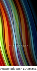 Fluid colors abstract background, twisted liquid design on black, colorful marble or plastic wave texture backdrop, multicolored template for business or technology presentation or web brochure cover