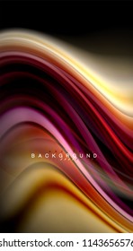 Colores fluidos fondo abstracto, diseño líquido retorcido sobre fondo negro, mármol colorido o textura de ondas plásticas, plantilla multicolor para presentación de negocios o tecnología o portada de folletos web