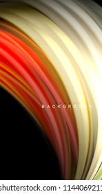Fluid colors abstract background, twisted liquid design on black, colorful marble or plastic wave texture backdrop, multicolored template for business or technology presentation or web brochure cover