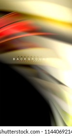 Fluid colors abstract background, twisted liquid design on black, colorful marble or plastic wave texture backdrop, multicolored template for business or technology presentation or web brochure cover