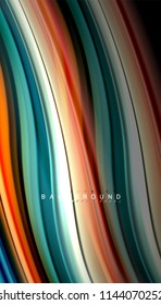 Fluid colors abstract background, twisted liquid design on black, colorful marble or plastic wave texture backdrop, multicolored template for business or technology presentation or web brochure cover