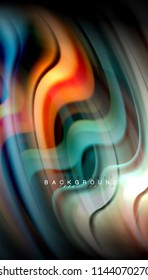 Fluid colors abstract background, twisted liquid design on black, colorful marble or plastic wave texture backdrop, multicolored template for business or technology presentation or web brochure cover