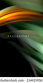 Fluid colors abstract background, twisted liquid design on black, colorful marble or plastic wave texture backdrop, multicolored template for business or technology presentation or web brochure cover