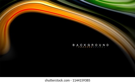 Fluid colors abstract background, twisted liquid design on black, colorful marble or plastic wave texture backdrop, multicolored template for business or technology presentation or web brochure cover