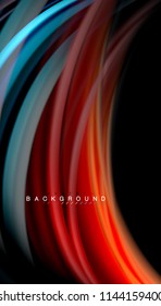 Colores fluidos fondo abstracto, diseño líquido retorcido sobre fondo negro, mármol colorido o textura de ondas plásticas, plantilla multicolor para presentación de negocios o tecnología o portada de folletos web