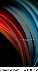 Fluid colors abstract background, twisted liquid design on black, colorful marble or plastic wave texture backdrop, multicolored template for business or technology presentation or web brochure cover