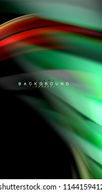 Fluid colors abstract background, twisted liquid design on black, colorful marble or plastic wave texture backdrop, multicolored template for business or technology presentation or web brochure cover