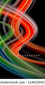 Fluid colors abstract background, twisted liquid design on black, colorful marble or plastic wave texture backdrop, multicolored template for business or technology presentation or web brochure cover