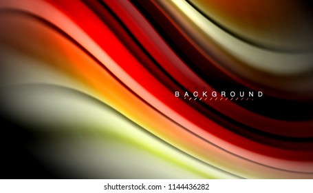 Fluid colors abstract background, twisted liquid design on black, colorful marble or plastic wave texture backdrop, multicolored template for business or technology presentation or web brochure cover