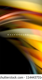 Fluid colors abstract background, twisted liquid design on black, colorful marble or plastic wave texture backdrop, multicolored template for business or technology presentation or web brochure cover